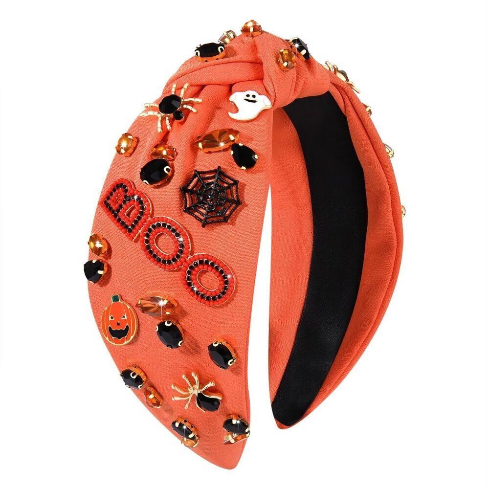 Halloween Headband Women Crystal Pearl Beaded Pumpkin Costume Accessory